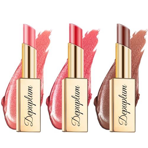 Pink Red Brown Lipstick Set for Women Shimmer Tinted Lip Balm Hydrating Moisturizing Lipstick Cruelty Free Lip Makeup, ZG107/108/117
