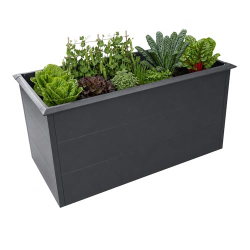 Zelsius Hochbeet verzinkter Stahl 150 x 75 x 77 cm | Anthrazit RAL 7016 | Pflanzbeet Outdoor, Gemüsebeet, Blumenbeet, Gartenbeet, Freistehende Hochbeete für Garten, Pflanzkübel, Frühbeet Kräuter