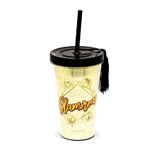 Copo Canudo Glamour Dourado