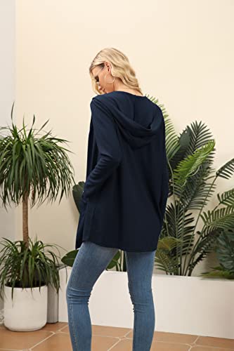 Image of VIISHOW Womens Lightweight Casual Hoodie Cardigans Open Front Waffle Knit Long Sleeve Outwear Coat with Pockets
