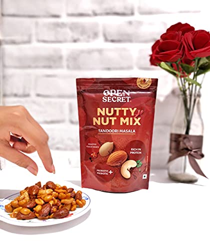 Image of Open Secret 100% Natural and Premium Healthy Tandoori Mix Dry Fruits and Nuts | Healthy Party Snack Mix | Dry Fruits Mix with Cashew Almond - Pack of 1 (135g)