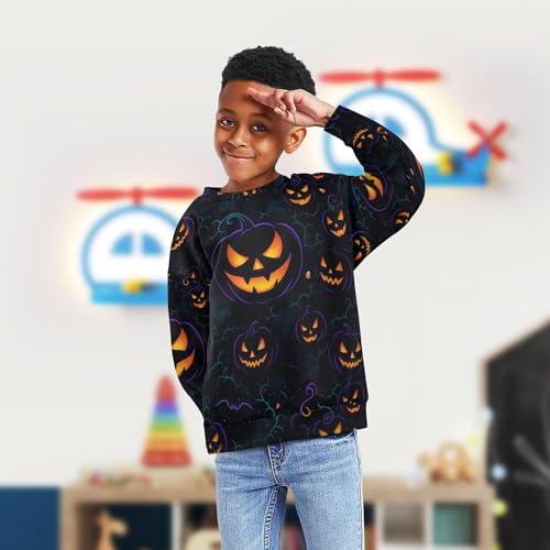 JUNZAN Halloween Pumpkin Goth Little Girls Sweatshirts Hoodies Crewneck Hoodies for Girls Athletic 4T4
