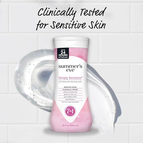 Image of Summer's Eve All-Over Daily Feminine Wash, Simply Sensitive & Ultimate Odor Protection, 15 Fl Oz (Pack of 4)