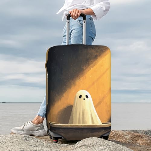 Cute Ghost In The Bathtub Minimalist Elastic Travel Luggage Covers Dustproof Scratch-Resistant Suitcase Protector Fit 22-24 Inch 7