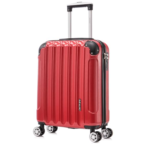 RAYKONG Valise Cabine 55x40x20cm (44L) Polycarbonate - Capacité Maximale - Serrure integrée - 20 Pouces - (RK04|Rouge)