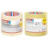 tesa Malerband ECONOMY - Vielseitiges Klebeband für Malerarbeiten & Malerband Standard - 2er Pack - Malerabdeckband mit starker Haftung zum Abkleben bei Malerarbeiten - lösungsmittelfrei