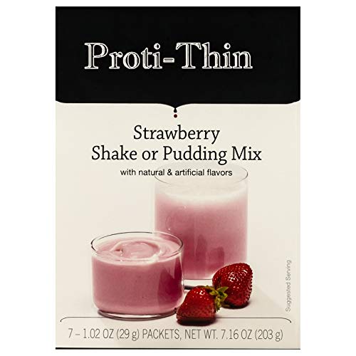 Proti-Thin High Protein Strawberry Pudding And Shake Mix, Healthy Dessert Mix, 15G Protein, Low Calorie, Low Carb, Low Fat, Low Sugar, Aspartame-Free, Gluten-Free, 1 Pack Of 7 Servings #TOP4