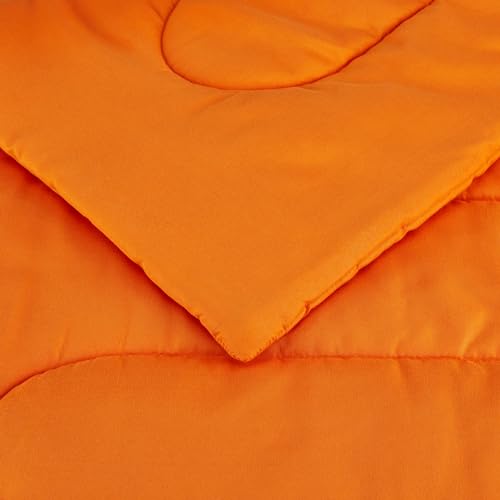 Image of Amazon Basics 2 Piece Microfiber Kid's Comforter and Pillow Sham Set, Toddler, Bright Orange, Solid