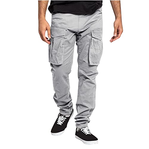 Cargo Pants for Men Baggy Casual Drawstring Outdoor Sports Running Joggers Cotton Work Pants with Multi Pockets
