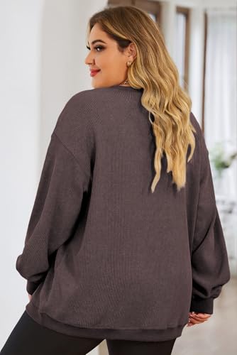 Image of Eytino Women Plus Size Sweatshirt Oversized Crew Neck Long Sleeve Tops | Fall Fashion Clothes 2026, Oversized Sweat Shirt, Soft Comfy Pullover, Travel Casual Work Lounge Daily Outfit