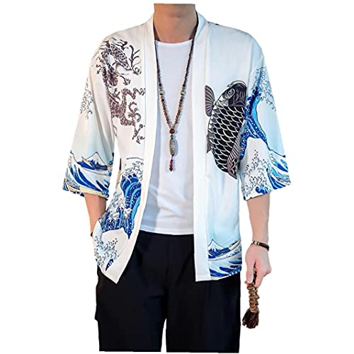 Japanse stijl Cat Samurai Kimono Streetwear Mannen Vrouwen Vest Japan Harajuku Anime Robe Anime Kleding Summer