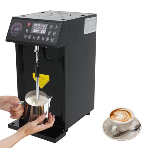 Mousseur à Lait électrique Professionnel à Vapeur - 8 L, mousseur Automatique avec 5 réglages de température, Acier Inoxydable, minuterie, idéal pour Les cafés et,Black
