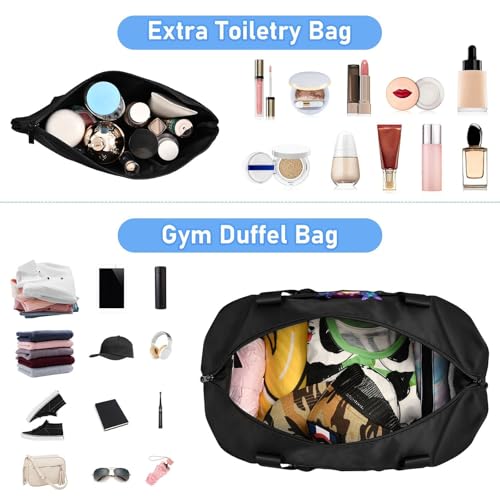 Skull Butterfly Blue Travel Duffel Bag for Women Men Gym Bag with Shoe Compartment Wet Pocket Carry On Weekender Overnight Bags for Airline Travel Gym4