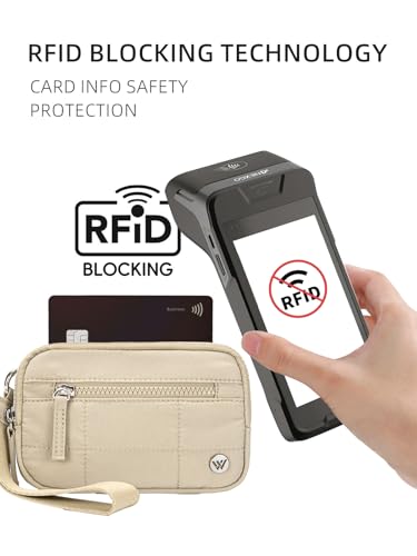 Image of WESTBRONCO Wristlet Wallets for Women - RFID Blocking Quilted Nylon Phone Wallet, Card Holder Purse for Travel & Everyday Use