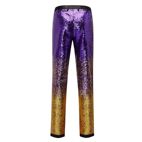 Purple Gradient Sequin Glitter Pants Men Slim Fit Straight Dress Trousers Mens Party Stage Prom Singer Suit Pants3