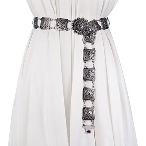 Women Double Rows Metal Waist Link Belt Dress Blouse Chain2