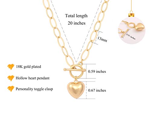 CANEVINKA Dainty Cross Medallion/Heart Pendant Chain Necklace 18K Gold Plated Oval Choker Fashion OT Toggle Jewelry Handmade for Women Simple Gold Charm Necklace4