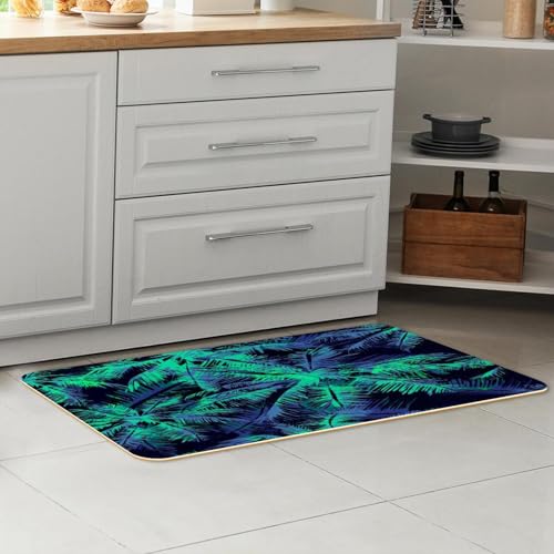 Tapis de cuisine absorbant lot de 2 design tropical pour protéger le sol de la buanderie