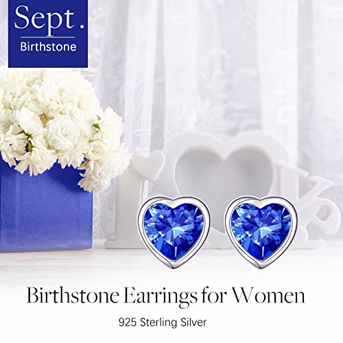 Iefil S925 Sterling Silver Heart Birthstone Stud Earrings for Women, Mothers Day Gifts Earrings3