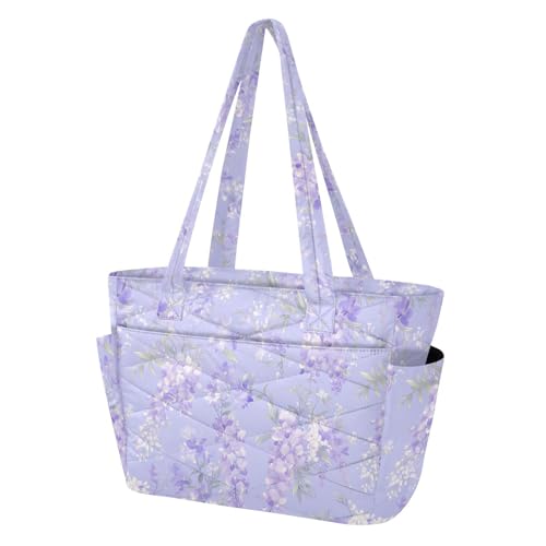 Sac à main fourre-tout de voyage haut de gamme motif fleurs violettes raffiné