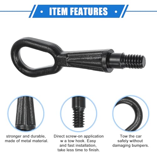 VekAuto Abschlepphaken kompatibel für BMW X3 E83 2004-2010 für BMW X5 E53 E70 2000-2013, strapazierfähiger schwarzer vorderer und hinterer Stoßstangenabschlepphaken aus Metall