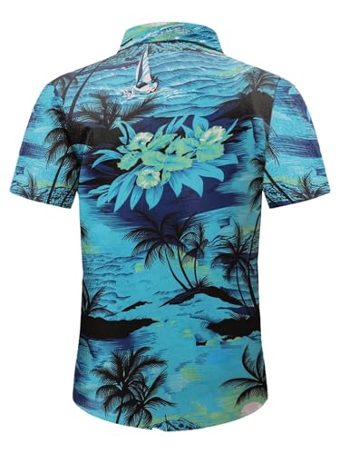 Image of Men's Hawaiian Shirt Tops Vintage Short Sleeve Button Down Beach Shirt Male Tropical Floral Summer Pullover Party Holiday