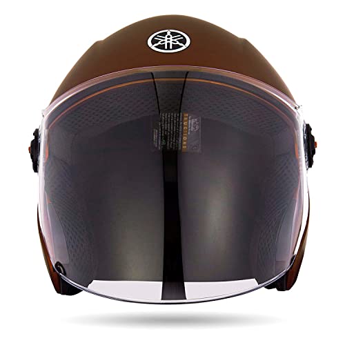 Image of Yamaha YR6 Polycarbonate Half Face Helmet (Size XL, Brown) Y6AYR6DBXL21