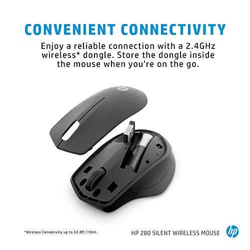 Hp Wireless Silent 280M Mouse - Ergonomic Right-Handed Design, 18 Month Battery Life, And 2.4Ghz Reliable Connection - Works For Computers And Laptops - Far Quieter Clicks Than Most Mice #TOP2