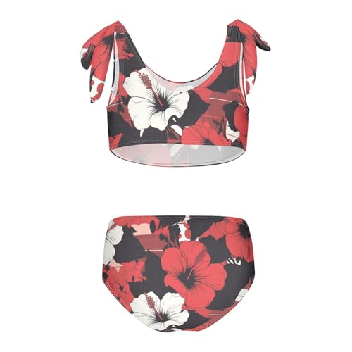 Buffalo Plaid Red Black Girls' Two Piece Kids Bikini Set Beach Swimsuit Swimwear Adjustable Shoulder Strap2