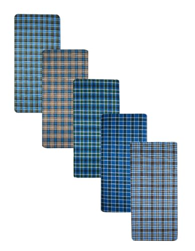 Image of BLUE Leaf Men's 2.25 meter Cotton Multi Color Lungies for Men (Set of 5 Combo)