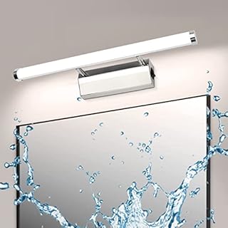 Kimjo LED Mirror Front Light 9W 42CM with Switch Daylight White, Bathroom Makeup Front Lighting IP44 for Bathroom Splashproof, LED Over Mirror Light 4000K 600LM 230V 80Ra Stainless Steel Base