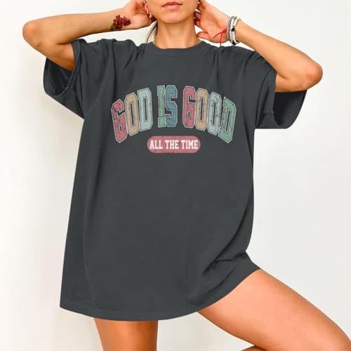 Image of Christian Shirts for Women Oversized God is Good Shirt Religious Jesus Faith Inspirational Tshirt Bible Verse Tee Top