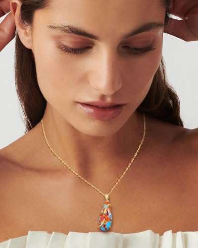 Image of AIBAO Sterling Silver Turquoise Horse /Snake Pendant Necklaces for Women | 11-20 Ct Large Horse / Snake Turquoise Boho Necklaces for Women Men Southwestern Jewelry