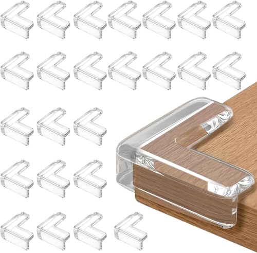 BufferABC 24 Pack Corner Protector for Baby,Baby Proof Corners and Edges,Clear Furniture Corner Guards & Edge Safety Bumpers for Table Edges & Sharp Corners, Clear Table Corner Covers (L- Shaped)