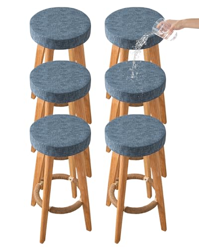 Image of CRFATOP 6 Pack Waterproof Bar Stool Covers Round Seat Slipcover,L,03 | 15-18 In Stretch Counter Cushion Protector, Washable, Pet Friendly, for Bar Kitchen Living Room Decor, No Cushion or Pad