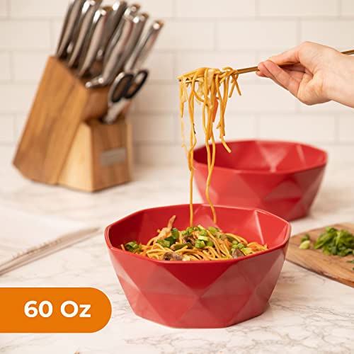 Bruntmor Geometric Ceramic 60 Oz Bowls - Oven To Table Bakeware Bowls - Elegant Matte Serving Bowls For Soup, Cereal, Salads, Pasta, Dessert & Snack Bowls - Oven Safe Bake And Serve Bowls, (8.5 Inch) #TOP5