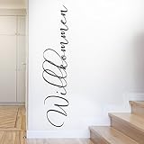 Grandora W711 Wandtattoo Wort 'Willkommen' Flur Wohnzimmer Büro weiß 120 x 26 cm