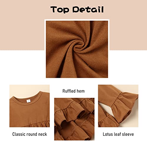 Image of Toddler Girl Clothes Long Sleeve Ruffle Dress Top and Jeans Pants Toddler Girl Fall Outfits