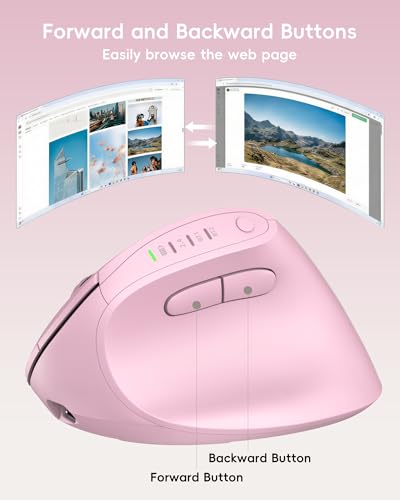 Image of My Little Pony Ergonomic Vertical Mouse, VM01 Dual-Mode (2.4GHz /Bluetooth) Wireless Silent Mouse with LED Battery Indicator, 6 Buttons Silent Clicking Mouse for Wrist Comfort, PC, Laptop, Mac (Pink)