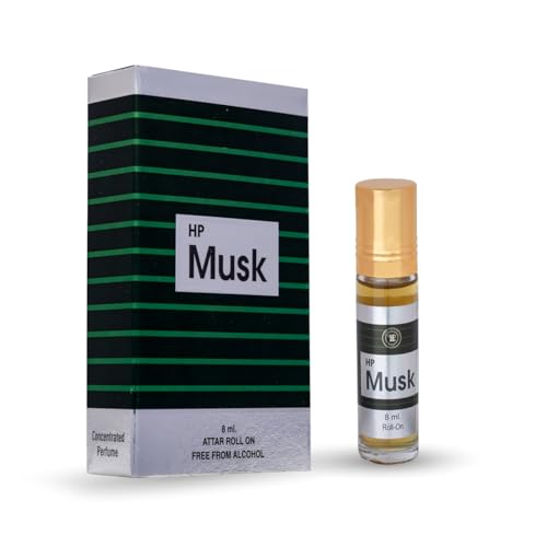 Image of HP SuperMusk Unisex Attar Original Pure Long-Lasting Non-Alcoholic Roll-On Attar, 8 ml | Classic, Bold - Cedar Musk scent eau de parfum | Notes of Coriander, Mint, and Neroli | Best for Everyday Use |Gift For Partner