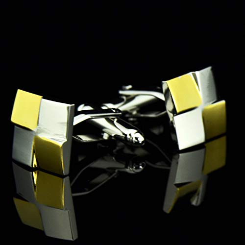Mancuernillas KnBoB para hombre cuadradas plata y oro miniatura 4