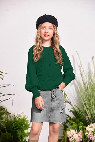 Image of Arshiner Kid Girls Crew Neck Lantern Sleeve Sweater Cute Jumper Top Pullover Outwear 5-13 Years