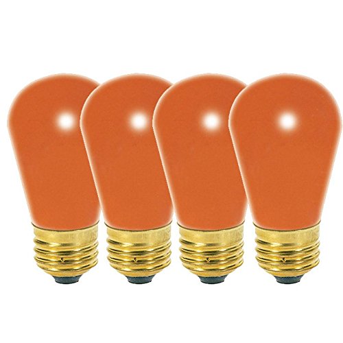 Assorted Satco 11S14/O Incandescent Indicator & Sign, 11W E26 S14, Ceramic Orange Bulb  Assorted of Colors 
