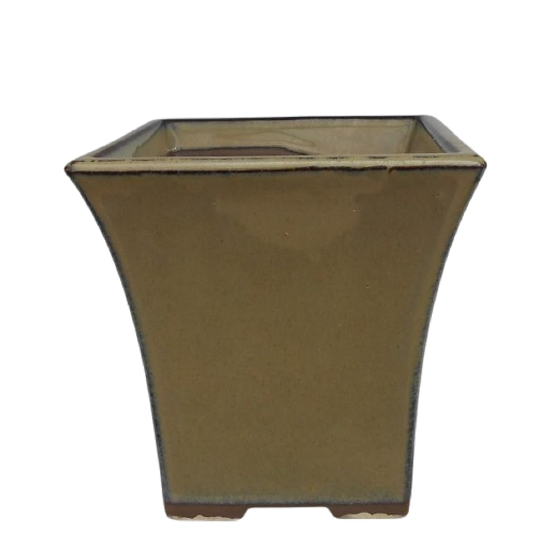 Maceta Bonsai Ceramica Estilo Cascada 9,5x9,5x9,7 cm | Macetero Bonsai Hecho en Japón | Tiesto para Bonsai con Agujero de Drenaje | Árbol no Incluido (Verde)