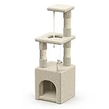 El diseño de múltiples capas del árbol para gatos ofrece un área de juego amplia y variada para sus amigos gatos y también ahorra espacio, se adapta perfectamente a todos sus otros muebles. El jardín de escalada es adecuado para gatitos pequeños.