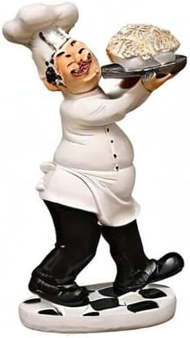 キッチンデコレーション用シェフ置物 パスタのプレートを持ったイタリアのシェフ シェフ像 カウンタートップ/キャビネット/食器棚装飾