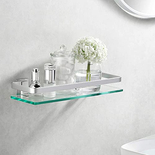 Miniatura 3 de Porte Italiane, Estante Para Baño, Repisa De Vidrio Templado De 8 Mm Y Barra De Aluminio, Hasta 5 Kg De Peso, 28x12 Cm, Plata