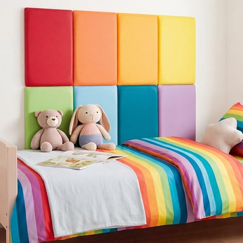 8 Pack Wall Padding Headboard 19.69" x 11.81" x 1.18" Rainbow Colors