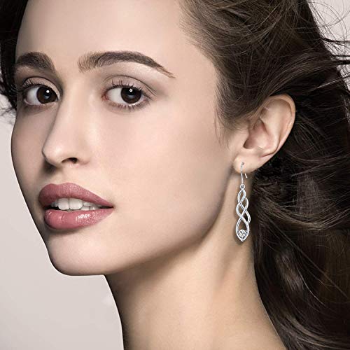 Celtic Knot Drop Earrings,Sterling Silver Dangle Earring For Women Girls,Fashion Hypoallergenic Earring With Zircon Good Luck Irish Linear Drop Earrings,Women Infinity Love Knot Earrings Jewelry #TOP4