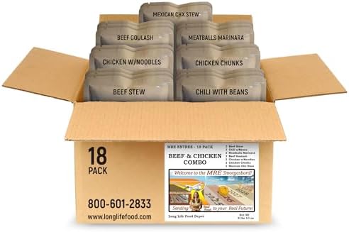 MRE Entree Variety Pack (18-Pack), Beef & Chicken, Main Courses Only
